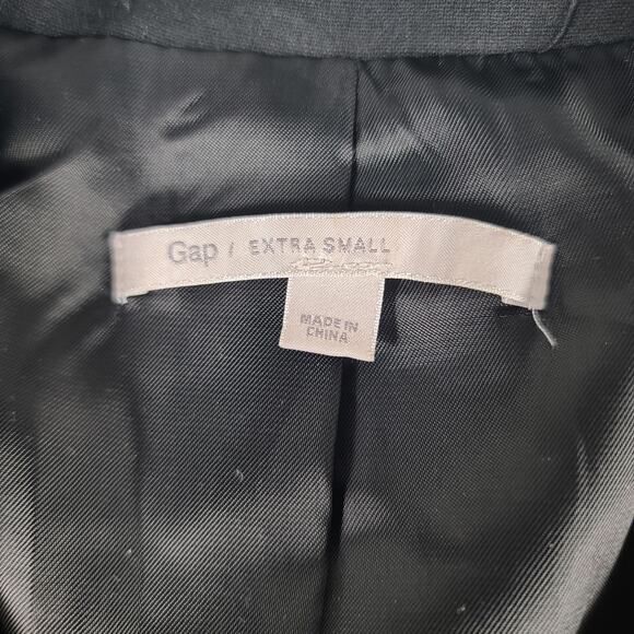 Gap Black White Gray Lined Zip Up Wool Blend Jack Coat BlazerSize XS - Picture 3 of 4